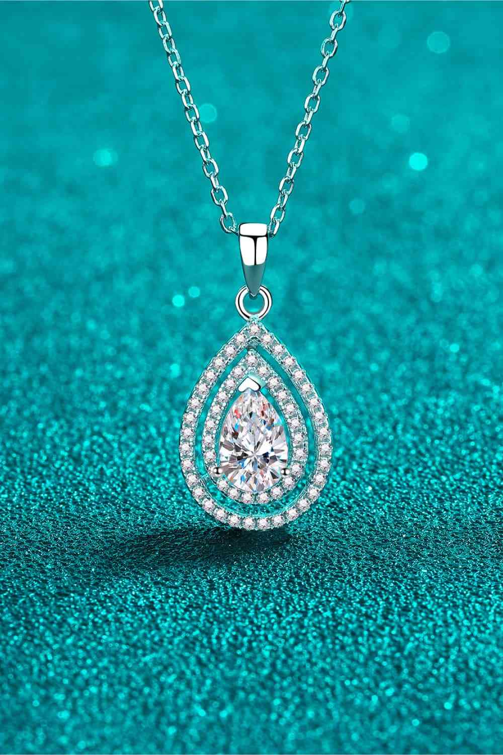 Stunning 1 Carat Moissanite Teardrop Pendant Necklace