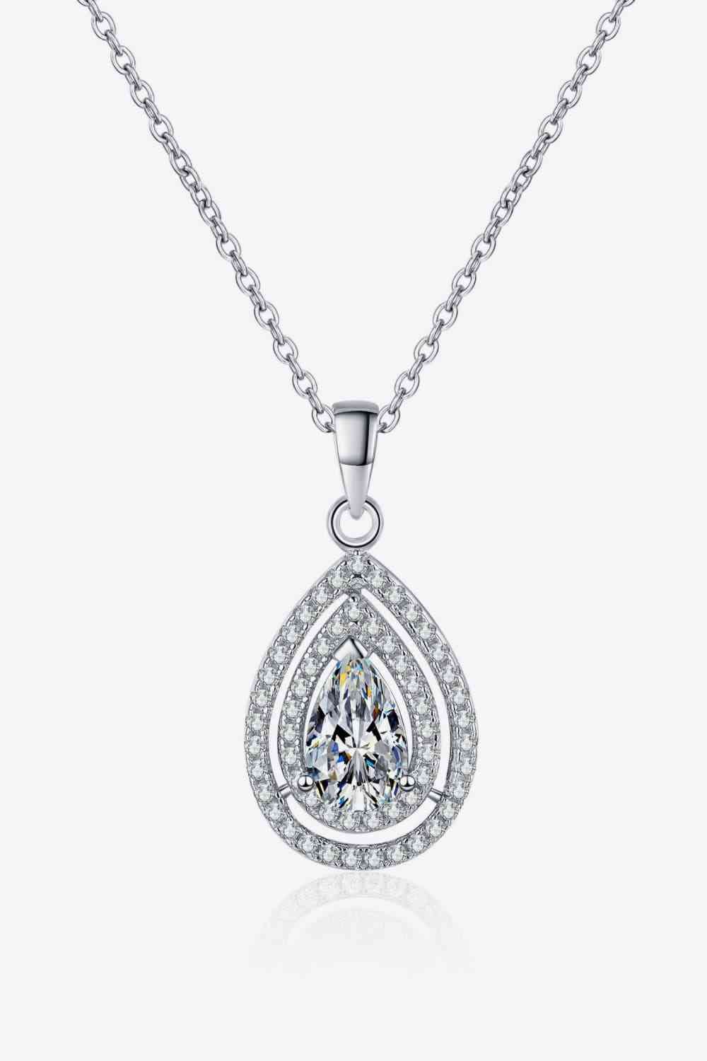 Stunning 1 Carat Moissanite Teardrop Pendant Necklace