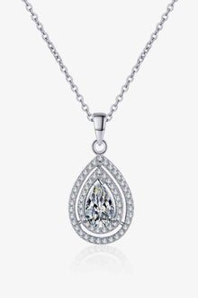 Stunning 1 Carat Moissanite Teardrop Pendant Necklace