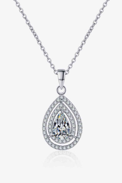 Stunning 1 Carat Moissanite Teardrop Pendant Necklace