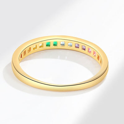 1 Piece Silver Color Multicolor Zircon Ring For Women And Couples Trendy Personality Square Geometric Jewelry Gifts