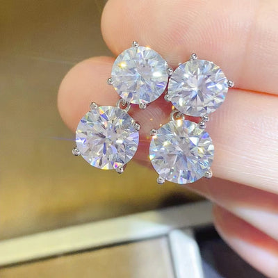 10 Carat Moissanite 925 Sterling Silver Earrings for Elegance