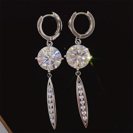 10 Carat Moissanite 925 Sterling Silver Earrings for Elegance