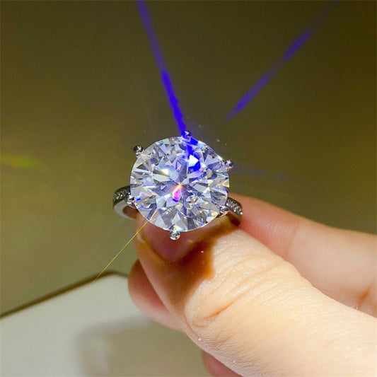 10 Carat Moissanite 925 Sterling Silver Ring for Women