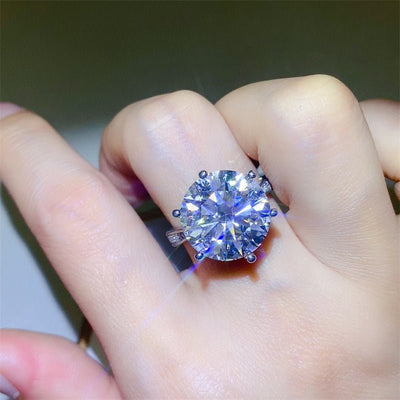 10 Carat Moissanite 925 Sterling Silver Ring for Women