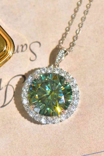10 Carat Moissanite Pendant Platinum-Plated Necklace Design