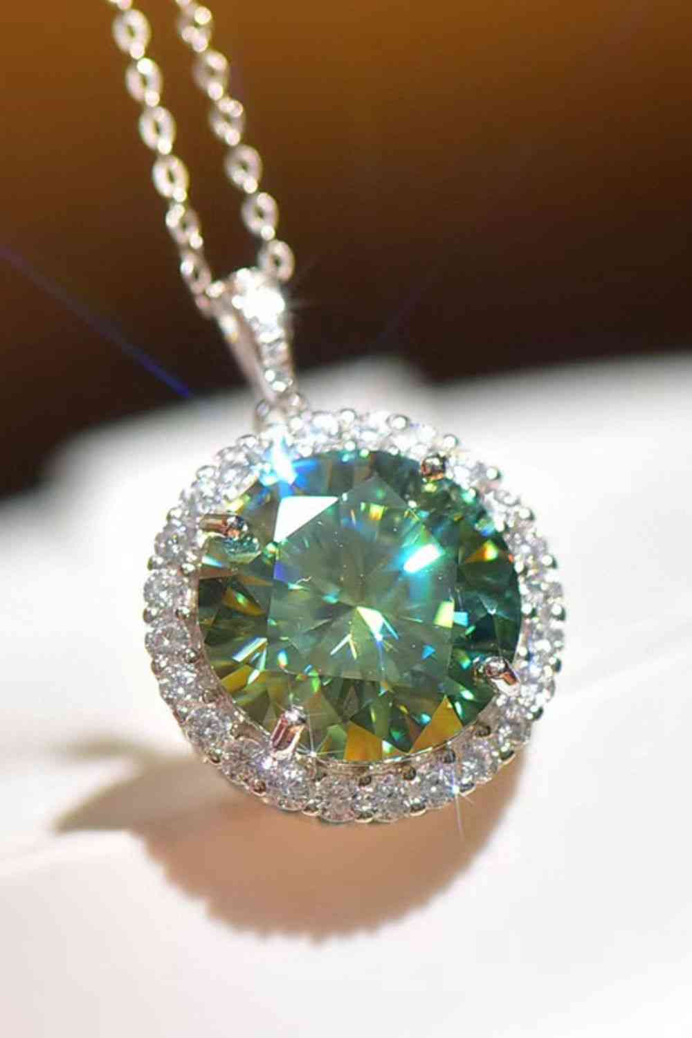 10 Carat Moissanite Pendant Platinum-Plated Necklace Design