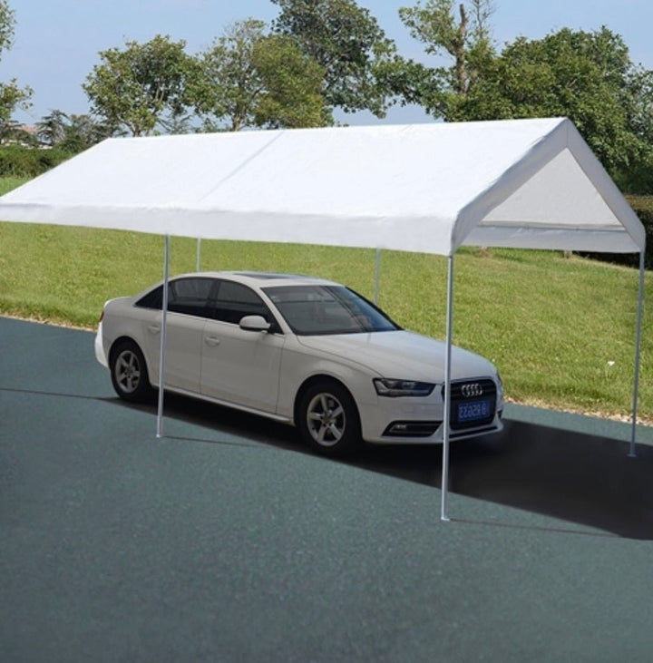 10 x 20 Ft Outdoor Steel Frame Gazebo Tent Car Canopy with White Poly Top - Ruth Envision