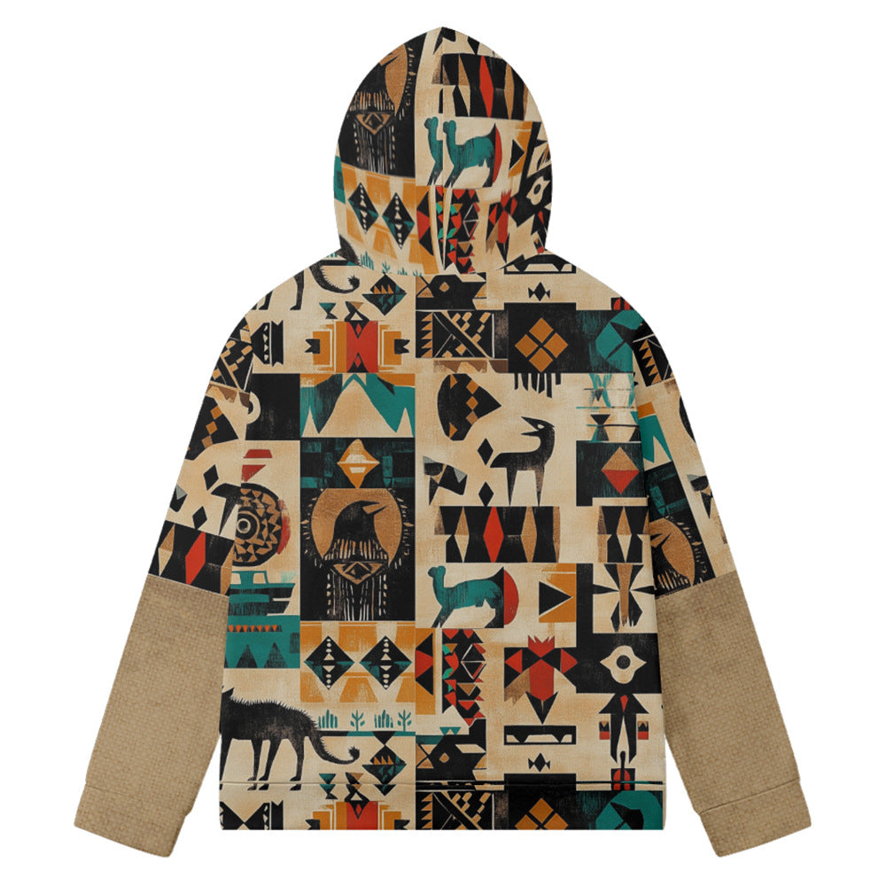 Men's Trendy Hooded Winter Jacket with 3D Plaid Pattern and Cozy Fleece Lining