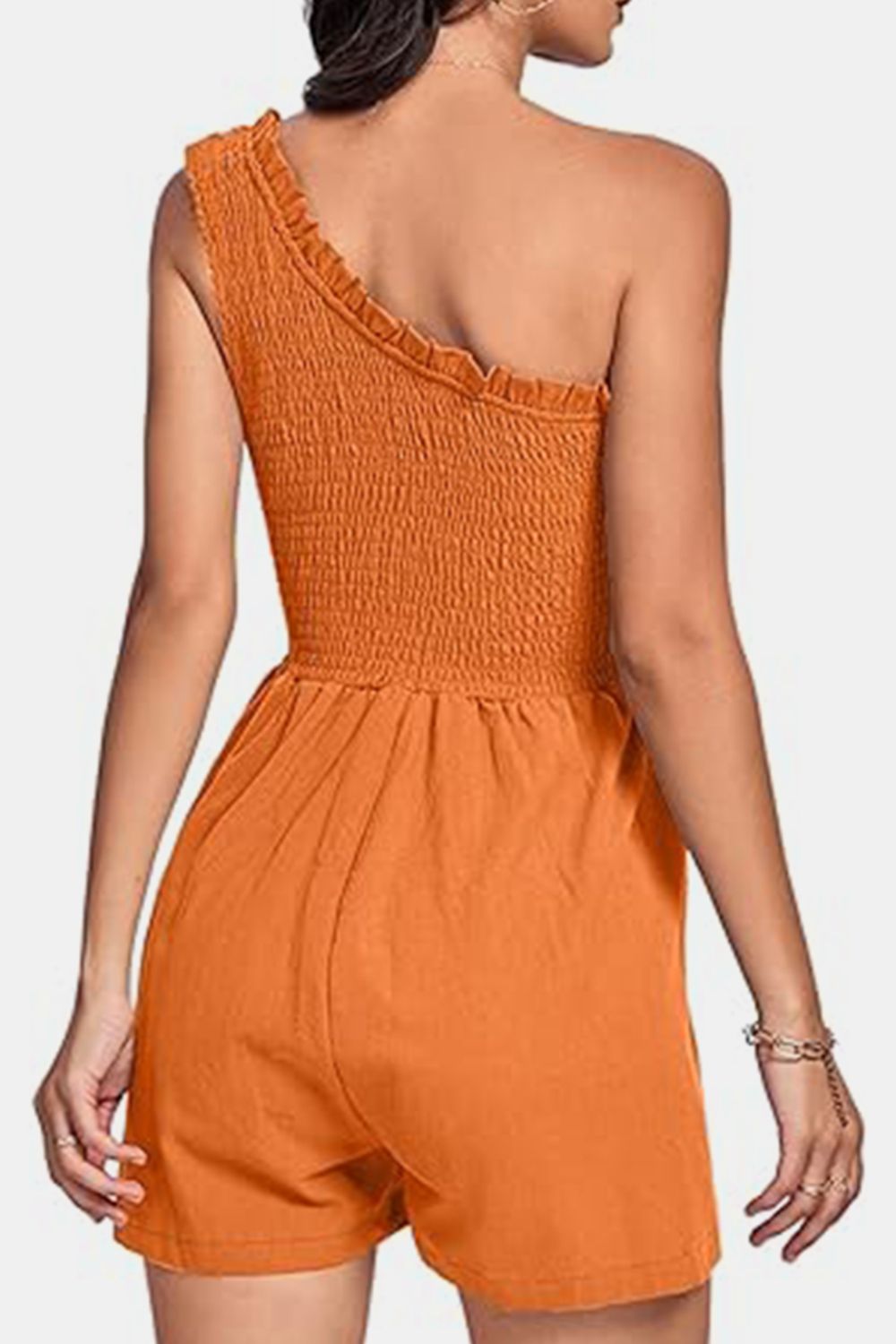 Elegant Smocked Asymmetrical Jumpsuit