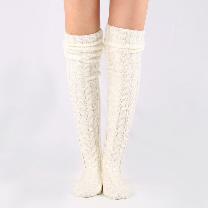 Knee-High Knit Stockings for Women - Cozy Wool Pile for Winter Wear