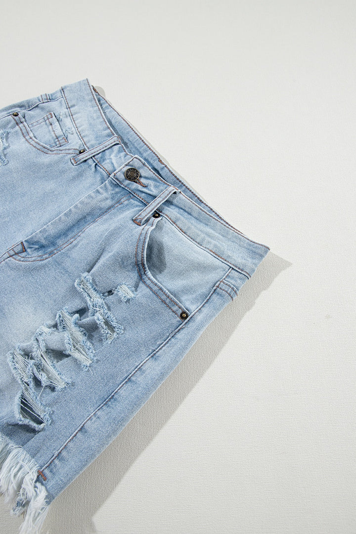 Rebellious Raw Hem Distressed Denim Shorts