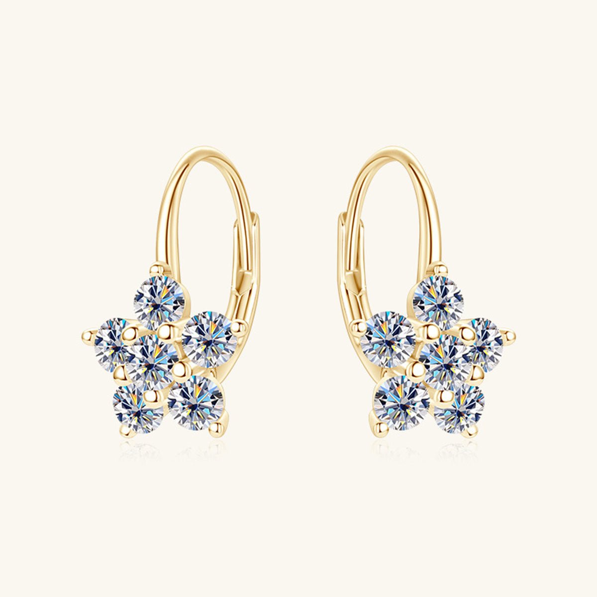 1.2 Carat 925 Sterling Silver Moissanite Flower Huggie Earrings