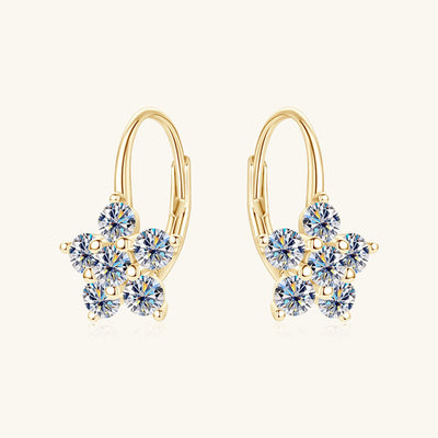 1.2 Carat 925 Sterling Silver Moissanite Flower Huggie Earrings