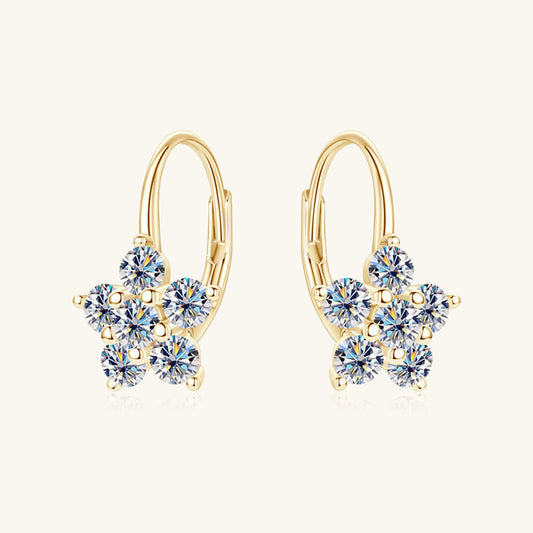 1.2 Carat 925 Sterling Silver Moissanite Flower Huggie Earrings
