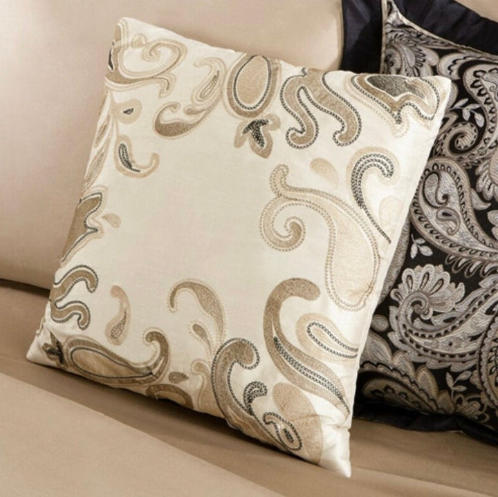 12-Piece Reversible Paisley Cotton Comforter Set in Black Gold - Ruth Envision