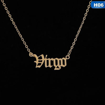 12 Zodiac Letter Constellations Pendants Necklace For Women Men Virgo Libra Scorpio Sagittarius Capricorn Aquarius Birthday Gift