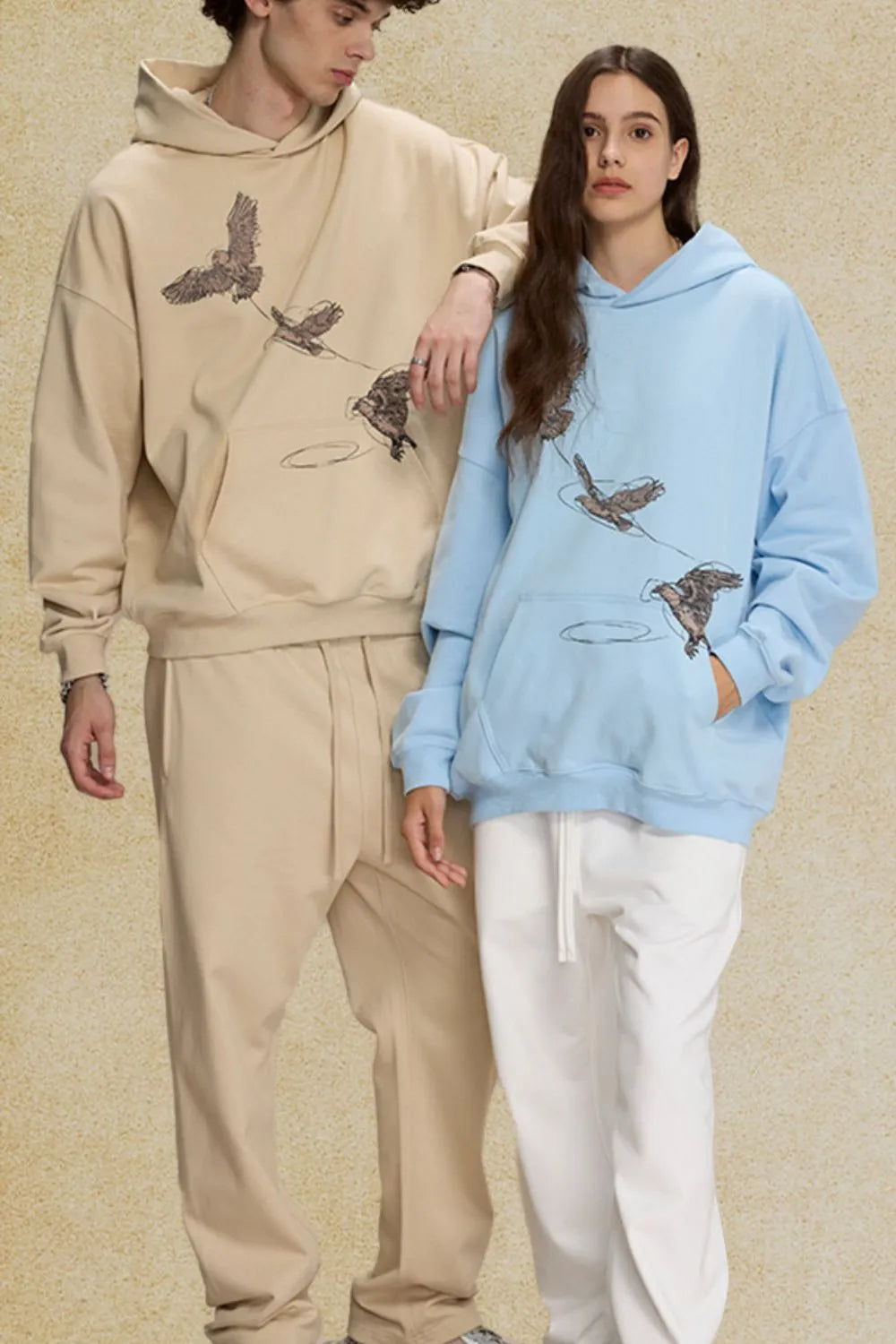Men's Graphic Long Sleeve Hoodie with Kangaroo Pocket Style