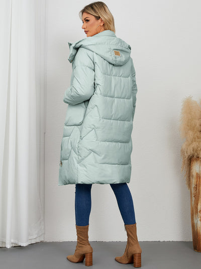 Long Sleeve Longline Hooded Winter Coat for Women Stylish