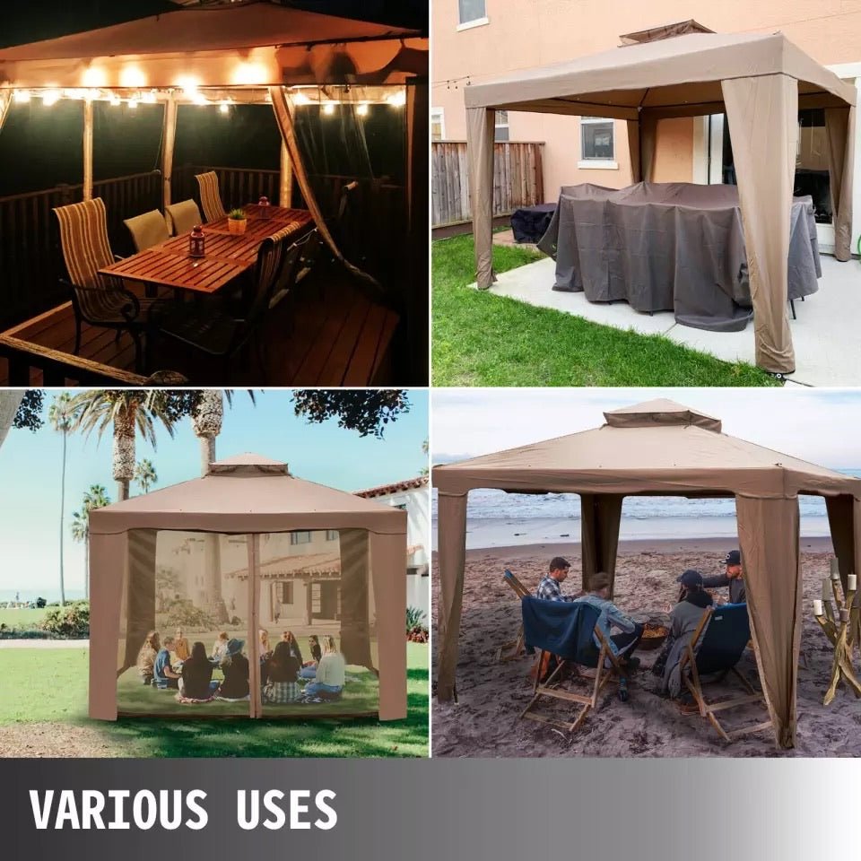 12x12 Patio Gazebo Outdoor Canopy with Netting and Sandbags - Ruth Envision