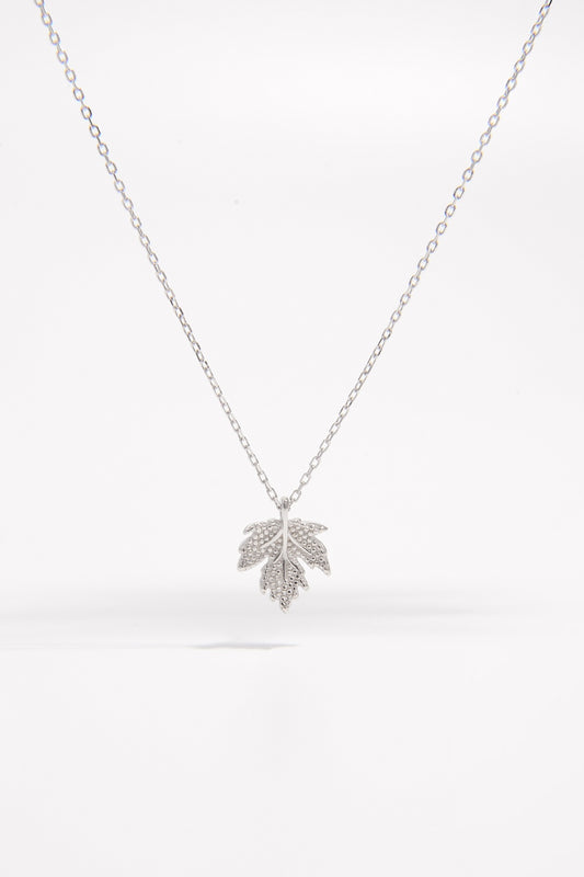 925 Sterling Silver Zircon Maple Leaf Necklace for Women