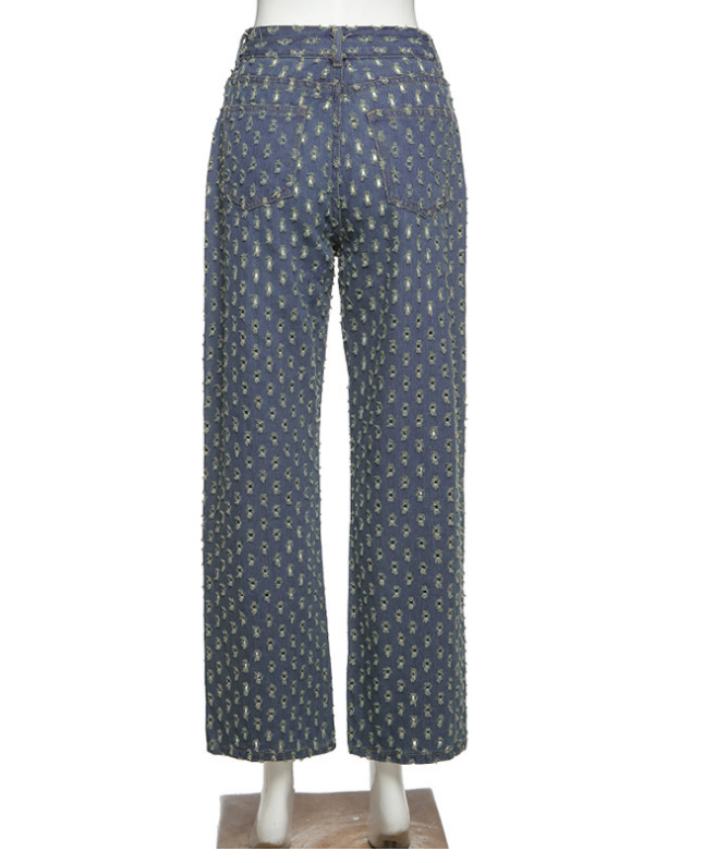 Trendy Plaid Cut-Out High-Waisted Hip Hop Jeans for Women