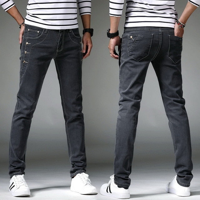 Men's Trendy Distressed Slim Fit Jeans - Perfect for Spring and Autumn Seasons