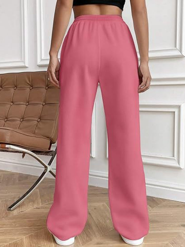 Casual Chic Wide Leg Drawstring Trousers with Pockets