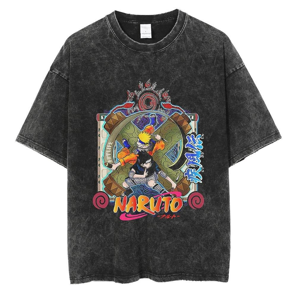 Naruto Vintage Washed Cotton Tee Harajuku Ninja Apparel