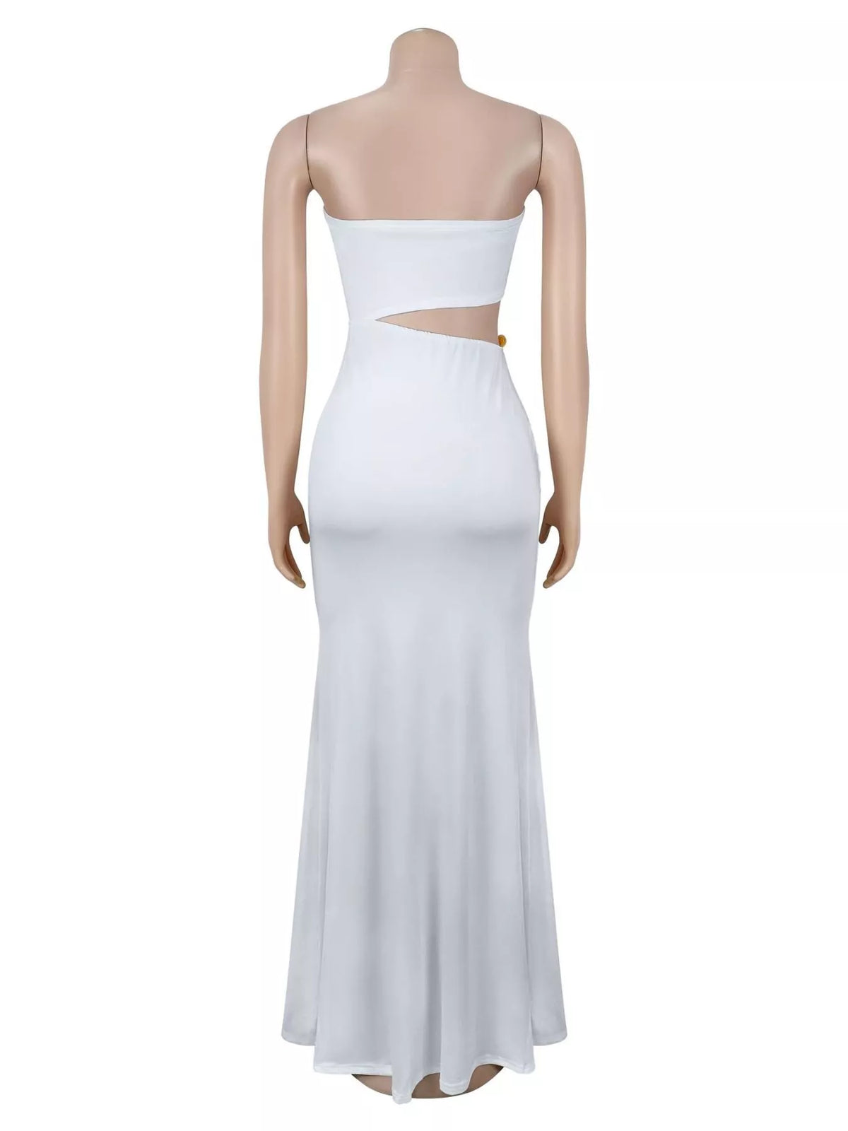 Strapless Cut-out Maxi Dress with Ruched Detail