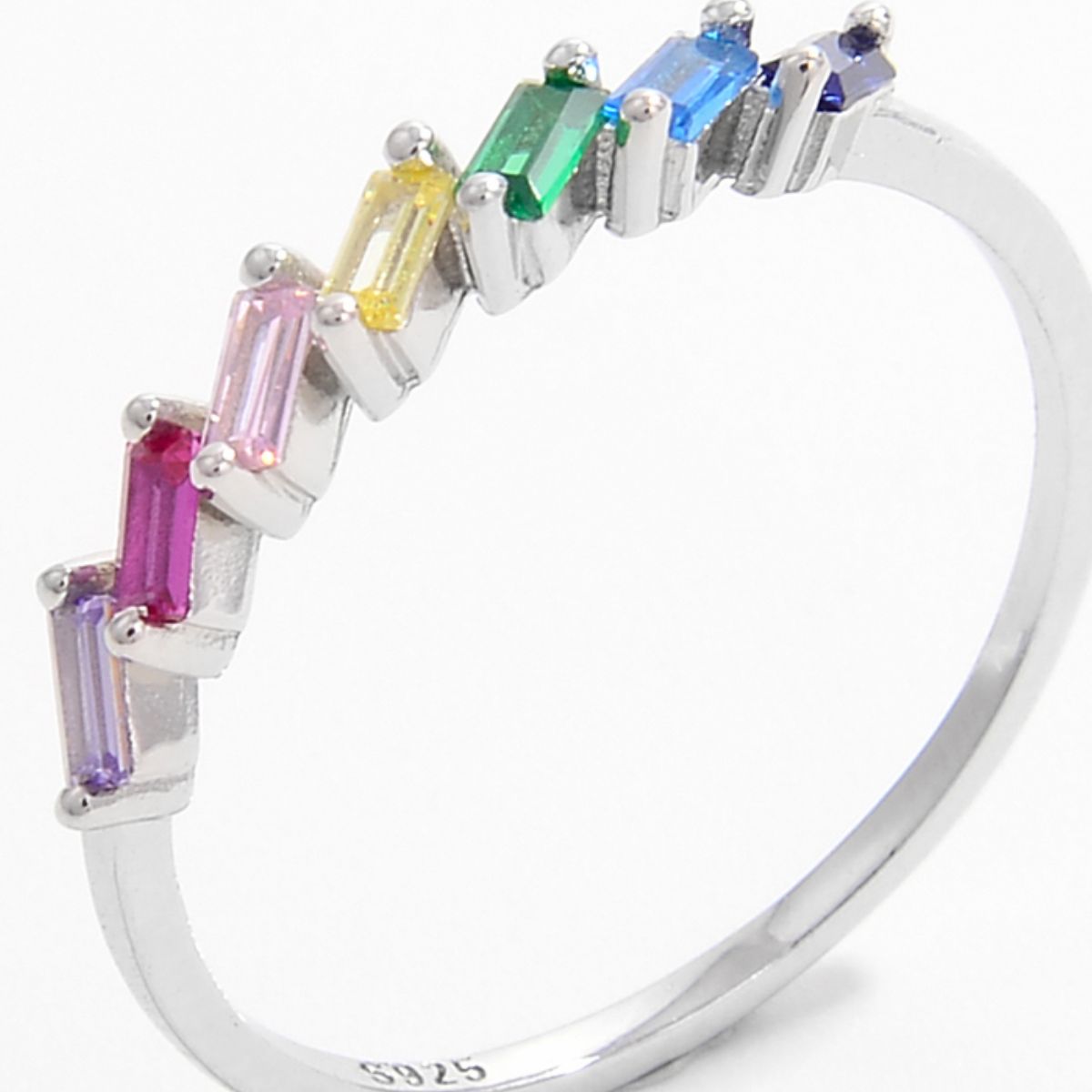 925 Sterling Silver Contrast Zircon Ring for Elegance
