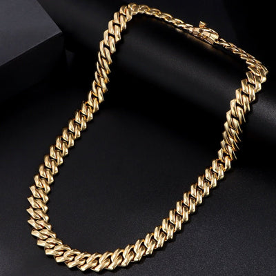 14mm Butterfly Solid Cuban Chain With Cursive Letter Pendant For Bold Personal Style