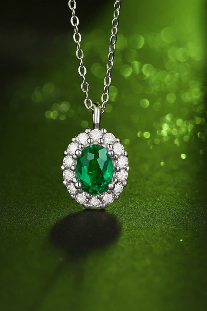 1.5 Carat Lab-Grown Emerald 925 Sterling Silver Necklace