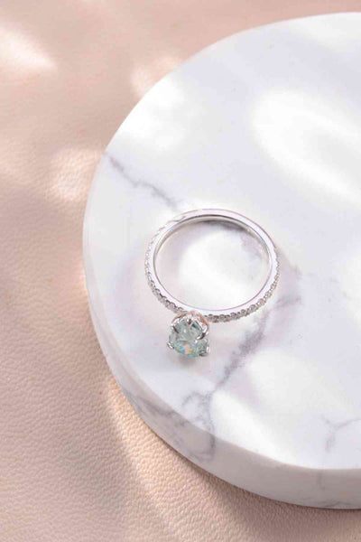 1.5 Carat Teardrop Shape Moissanite Sterling Silver Ring