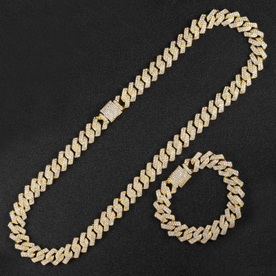 15mm Cuban Necklace Gold Plated Cuban Link Chain Mens Jewelry Hip Hop Style Statement Piece