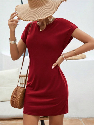 Chic Notched Sleeve Tee Dress for Effortless Style