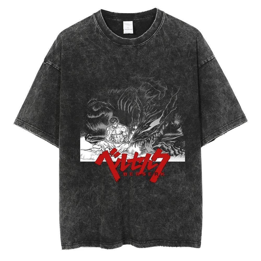 Vintage Washed Black Streetwear Tee for Men Stylish Fit