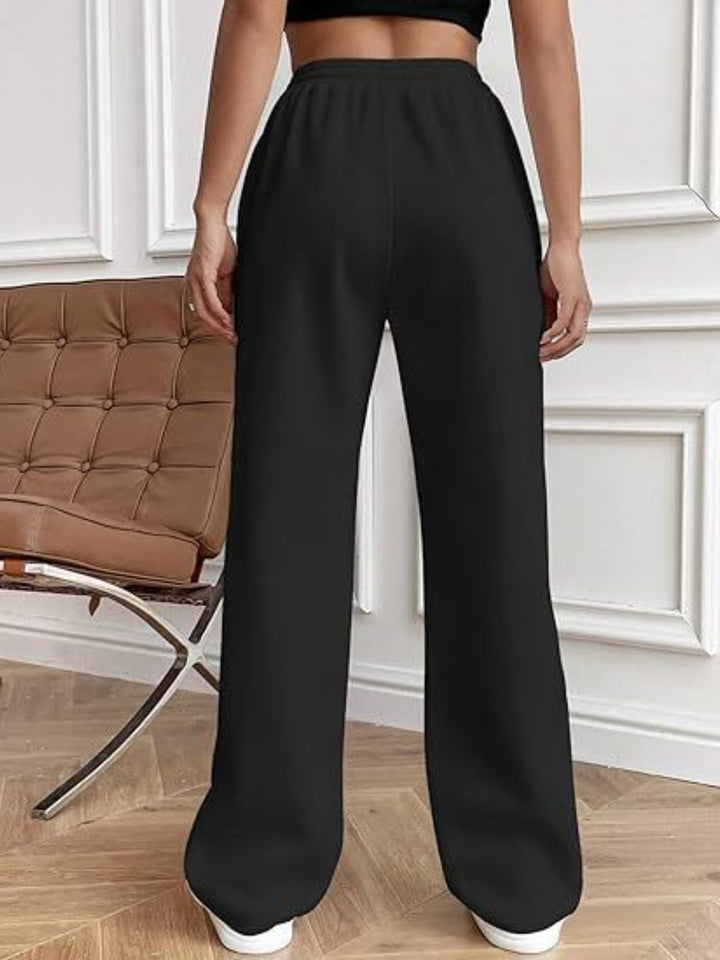 Casual Chic Wide Leg Drawstring Trousers with Pockets