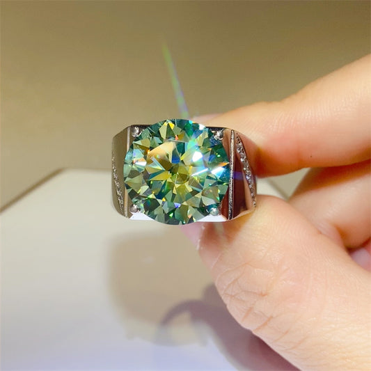 10 Carat Moissanite 925 Sterling Silver Signet Ring Luxury
