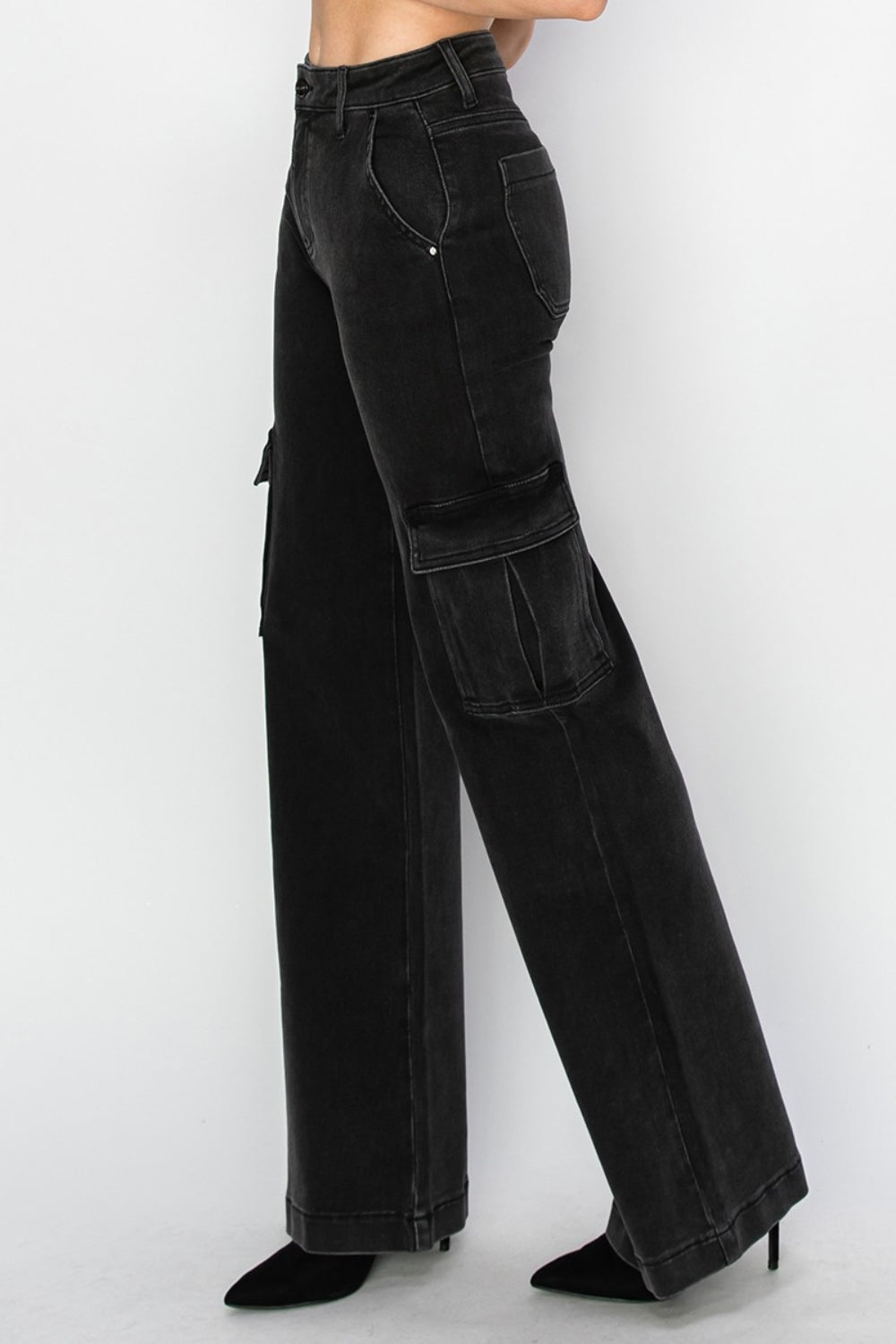 High-Rise Wide Leg Cargo Jeans for Full Sizes