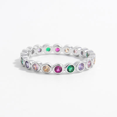 925 Sterling Silver Contrast Zircon Ring for Elegant Style