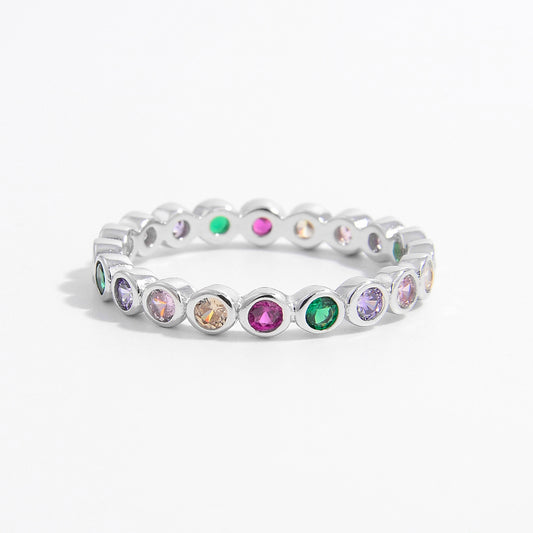 925 Sterling Silver Contrast Zircon Ring for Elegant Style