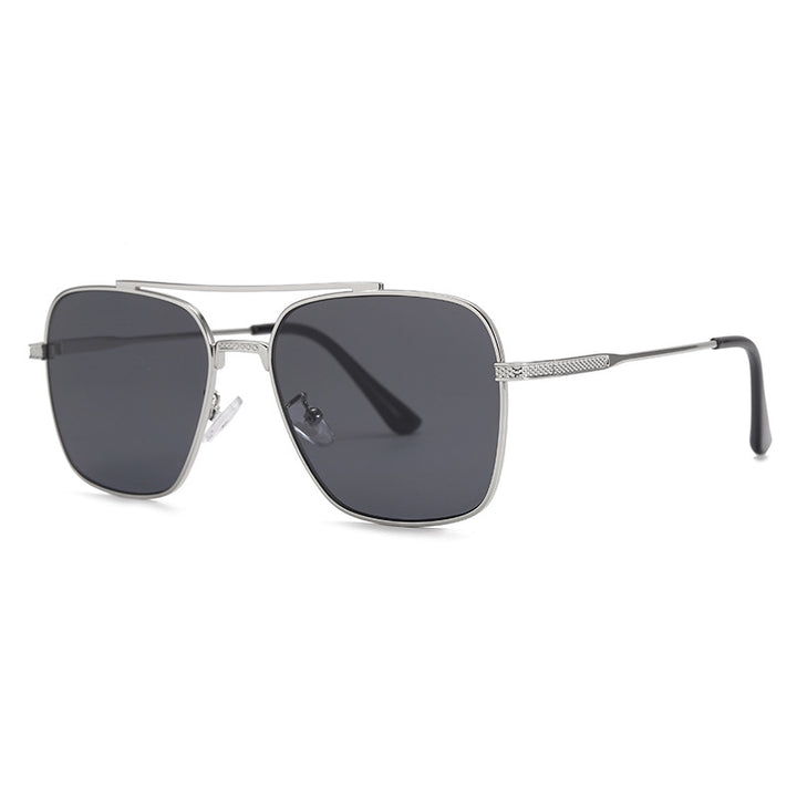 Chic Double Beam Metallic Sunglasses - Retro Style for Men