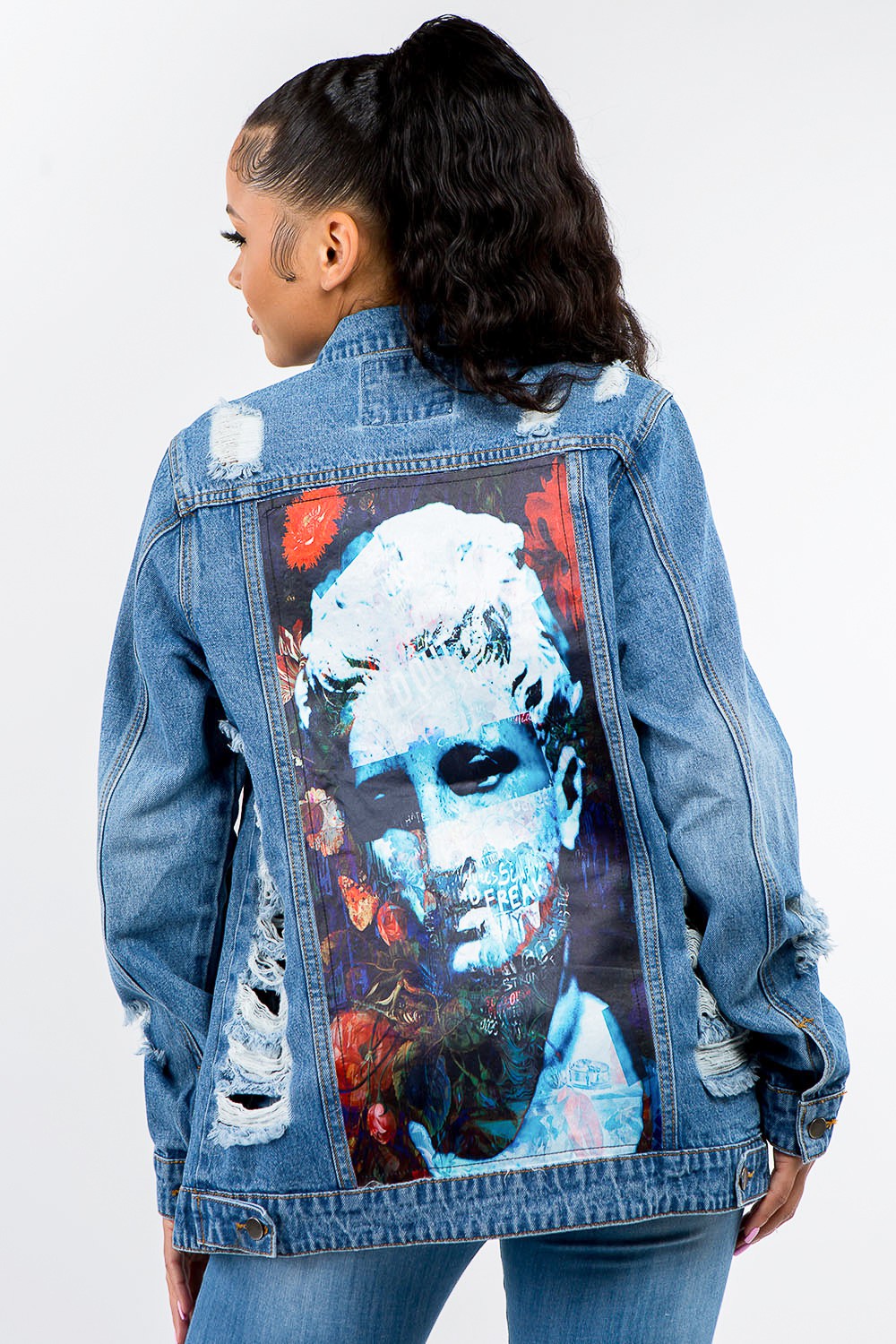 Retro American Bazi Distressed Denim Button-Up Jacket