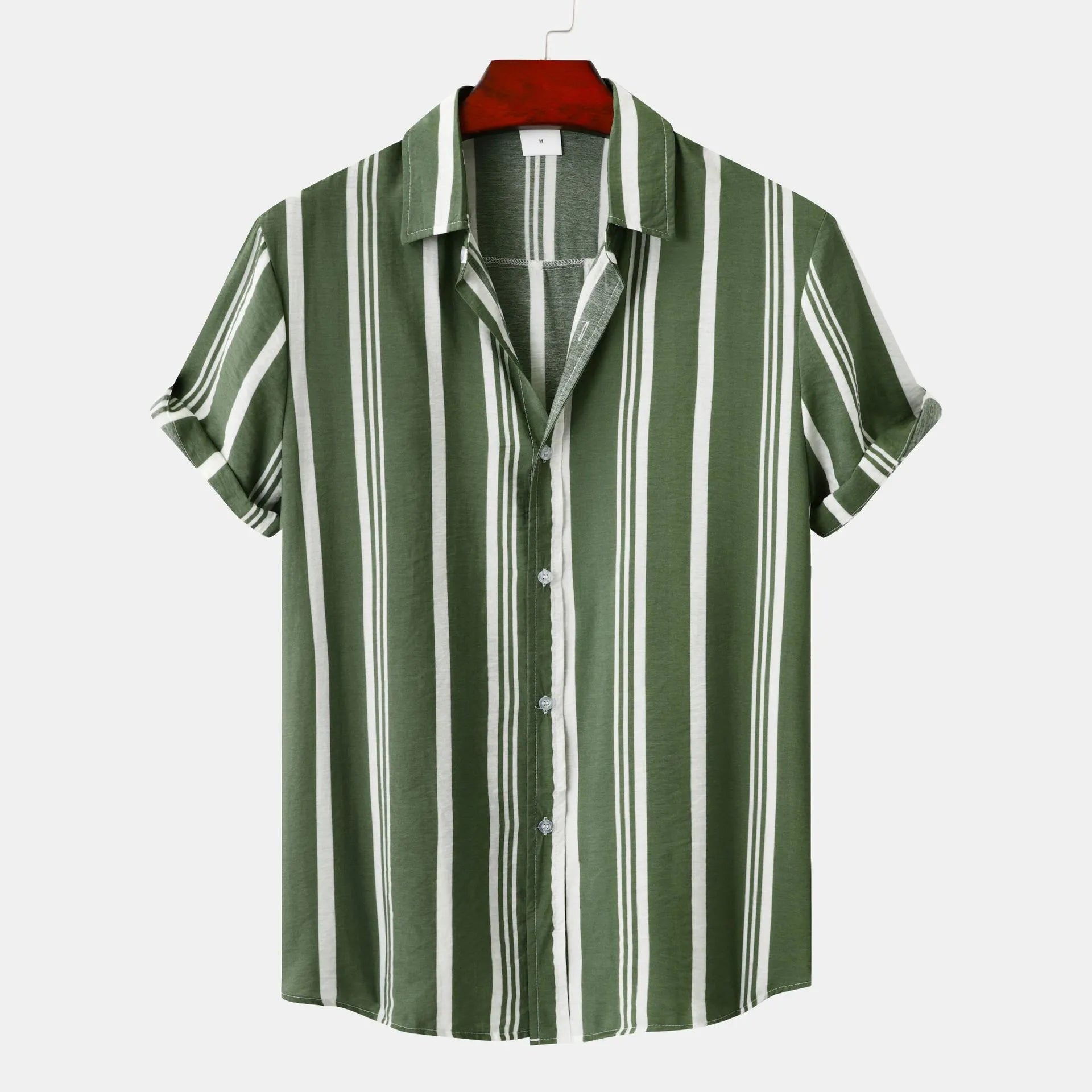 Men's Plus Size Striped Short Sleeve Button-Down Shirt