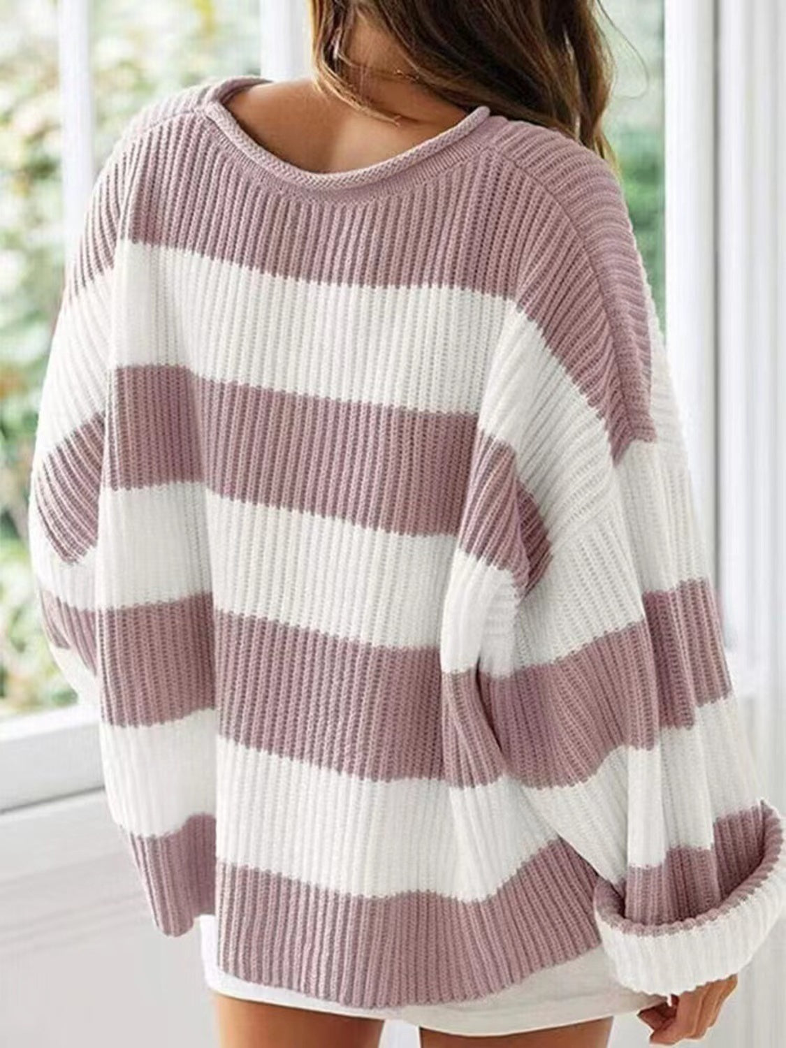 Round Neck Long Sleeve Sweater for Women Casual Style