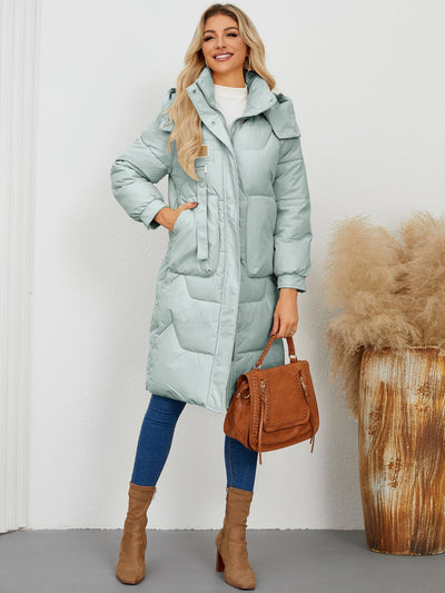 Long Sleeve Longline Hooded Winter Coat for Women Stylish