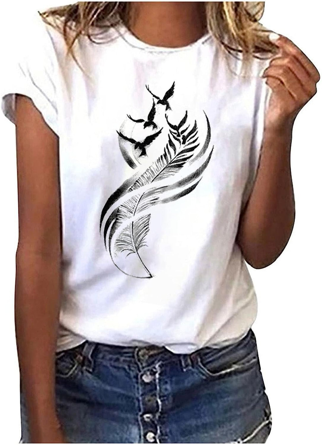 V-neck Imitation Cotton 3D Printed Women's Short Sleeve Tee