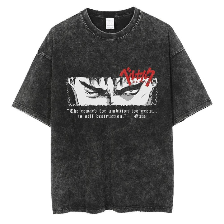 Vintage Washed Black Streetwear Tee for Men