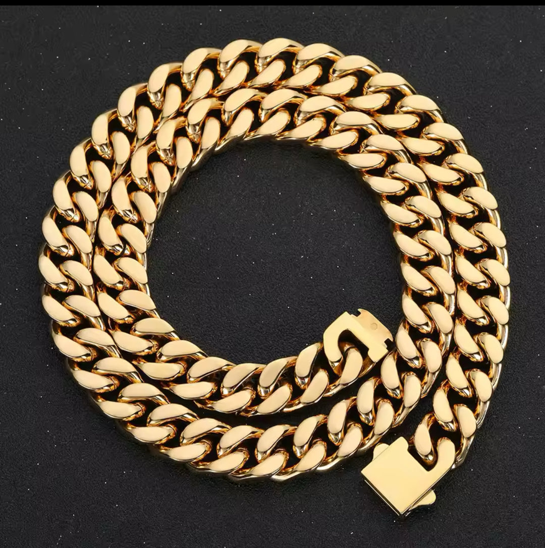 Stainless Steel Men’s Cuban Link Chain Necklace